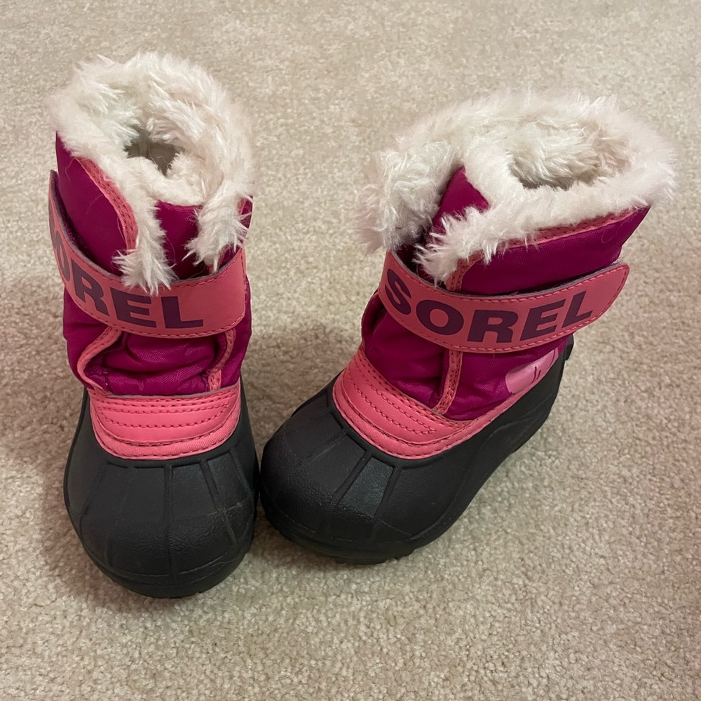 Sorel Kids Pink and Black Snow Boots